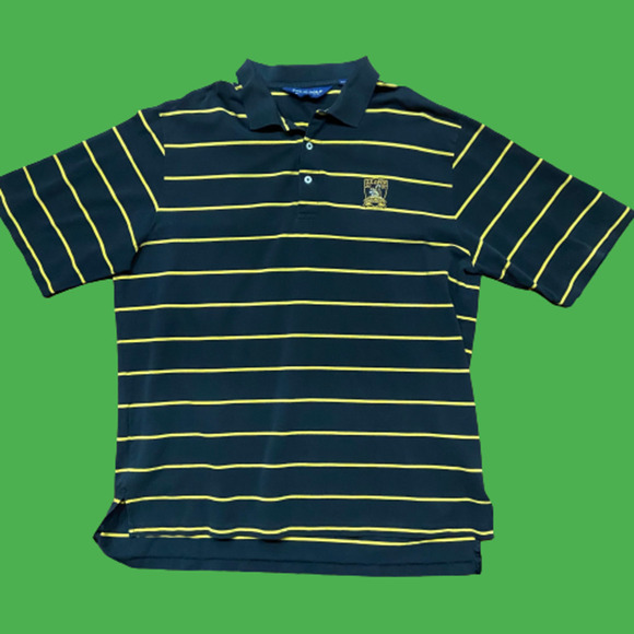 Polo Golf US Open 2007 Oakmont Striped Black Yellow Shirt Men's Size Large - Picture 1 of 8